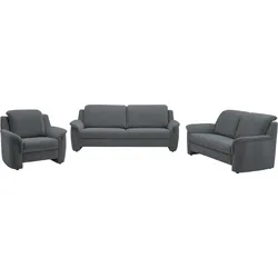 Polstergarnitur VILLA BECK "Garda", grau (7 anthrazit), Flachgewebe, Kopfteilverstellung, Sitzmöbel-Sets, Kopfteilverstellung, besteht aus 2,5-Sitzer, 2-Sitzer und Sessel