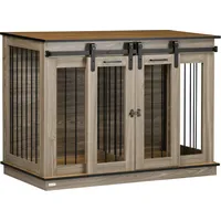 PawHut Hundehütte mit Zweiraum-Option Doppeltüren 120 x 60 x 88,5 cm Stahl Braun