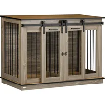 PawHut Hundehütte mit Zweiraum-Option Doppeltüren 120 x 60 x 88,5 cm Stahl Braun