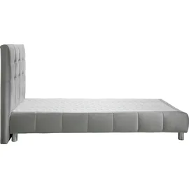 Home Affaire Boxspringbett HOME AFFAIRE "Salo", grau (hellgrau), B:104cm L:211cm, Struktur (100% Polyester);Bezug der Spiegelfläche Matratzendrell aus 100% Polyester;Samtoptik (100% Polyester), Komplettbetten, Boxspringbett, incl.