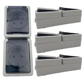 Buri 4er Set Doppelsteckdose 2 Fach Steckdose Feuchtraum Aufputz 16 a / 250 v / IP44