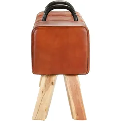 vidaXL Vintage Turnbock-Bank mit Griffen Echtes Ziegenleder