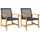 vidaXL Gartenstuhl 58 x 62 x 25 cm schwarz 2 St.
