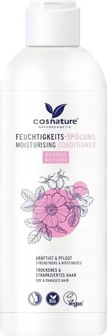 COSNATURE – BIO Feuchtigkeitsspender Conditioner mit Wildrose 250ml – Für trockenes & geschädigtes Haar – NATRUE & Vegan Zertifiziert