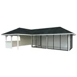 Palmako Pavillon Bianca 33,2 m2 Set 521 Slide Plus mit Isolierglas-Schiebetüren weiß lackiert