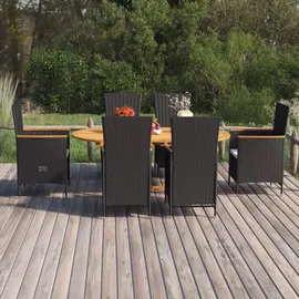 vidaXL Polyrattan Garten-Essgruppe 7-tlg. schwarz 3070769