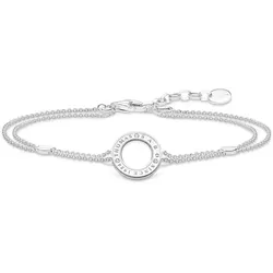 Filigranes, doppelreihiges Armband mit Kreis Anhänger - 925 Sterlingsilber