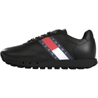 Tommy Hilfiger Tommy Jeans Herren Runner Sneaker Leather Runner Sportschuhe, Schwarz (Triple Black), 40