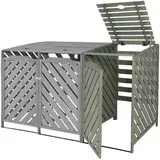 Mendler XL 1er-/2er-Mülltonnenverkleidung Erweiterung HWC-J44, Mülltonnenbox, 120x68x98cm Holz MVG-zertifiziert - grau