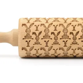 Folkroll Teigroller FOLKROLL "3D-Motiv-Teigrolle", braun, L:43cm, Massivholz, Teigroller, Osterhasen