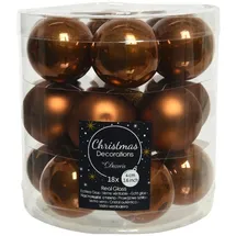 Christmas Decorations Weihnachtskugeln Glas 4cm x 18 Stück kleine Christbaumkugeln kupferbraun