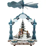 Hubrig Volkskunst GmbH Weihnachtspyramide 1-stöckige Pyramide Winterkinder 35 x 25cm - Original Erzgebirge - Hubrig Volkskunst