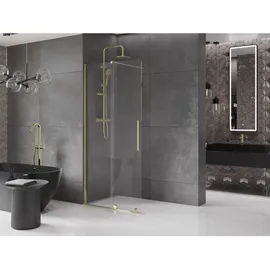 Mexen Velar Duschtrennwand Walk-in rechts 80 x 200 cm Gold transparent 871-080-000-03-5
