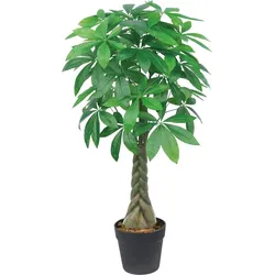 NATURN LIVING Pachira Aquatica - ø 60 x 155 cm - Geldbaum aus Kunststoff - Grüne Dekoration - Zimmerpflanze aus Kunststoff - Grün