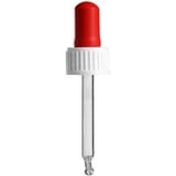 10 x Glas Pipette PL53.5mm - weiss/rot - mit Standard-Schraubverschluss - für 10ml und 15ml Pipettenflaschen - Gewinde DIN 18 (18mm) / Pipetten / Tropfpipette / Tropfpipetten / Glaspipette / Glaspipetten / Pipettenverschluss für Pipettenflasche