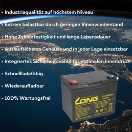 KungLong Ersatzakku für Freerider Langeneß 3, Worker 2x 12V (24V) 36Ah Zyklenfest AGM Long