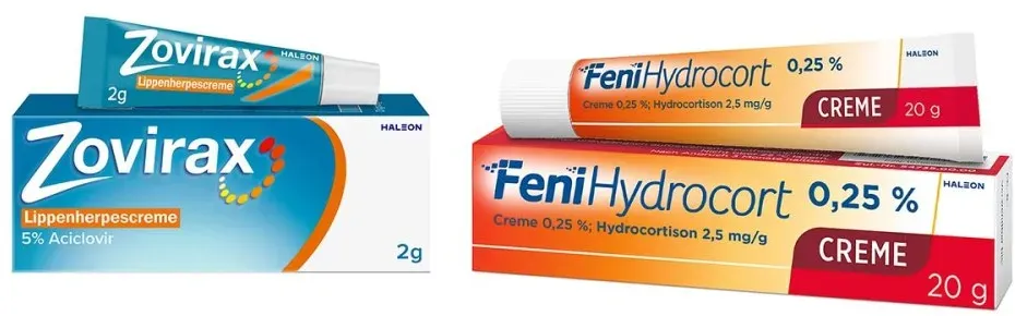 Zovirax Lippenherpescreme 2g + Fenihydrocort Creme 0,25 % 20g