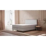Emma Original Boxspringbett Komfort 160x200 cm - hellgrau - Füße Schwarz - Kopfteil klassisch
