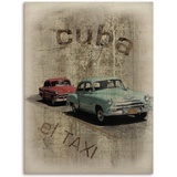 Artland Holzbild »Kuba - Das Taxi«, Fahrzeugbilder, (1 St.), braun