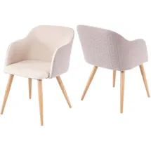 MCW Esszimmerstuhl MCW-D71, Stuhl Küchenstuhl, Retro Design, Armlehnen Stoff/Textil ~ creme-beige