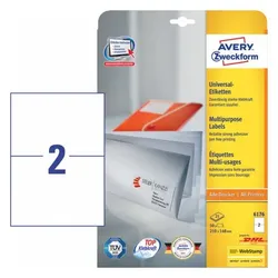 Avery Zweckform Avery 6176, Weiß, Rechteck, Dauerhaft, A4, Papier, Laser/Inkjet