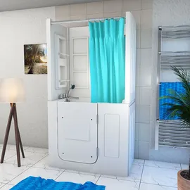 SeniorBad Seniorendusche und Sitzwanne Kombination Wanne mit Tür S08D-TH-B-R 110x68x205cm