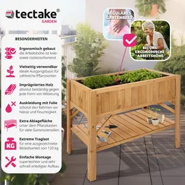 Tectake Hochbeet mit Ablage 119 x 53 x 90 cm braun