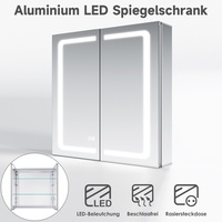 LED Spiegelschrank Bad mit Beleuchtung  Beschlagfrei Steckdose Badschrank 65 Alu