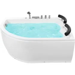 Whirlpool Badewanne weiß Eckmodell mit LED links 158 x 113 cm PARADISO