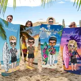 MJARTORIA Personalisiert Strandtuch Microfaser Badetuch Groß mit Namen Herren, BFF Dress-Up Beach Towel Handtuch Stranddecke Schnelltrocknend für Reise Schwimmen Fitness