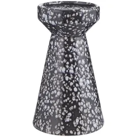 BUTLERS Stumpenkerzenhalter Speckle Dolomit Schwarz
