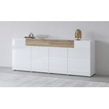 INOSIGN Sideboard »Toledo,Breite 208cm,moderne Kommode mit dekorative Fräsungen,grifflos«, Kombikommode mit viel Stauraum, Einlegeböden verstellbar, weiß