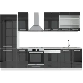 Vicco Küchenzeile Fame-Line 300 cm Anthrazit Hochglanz/Weiß