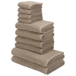 Handtuch Set MY HOME "Merida, Duschtücher, Handtücher, Gästetücher", beige, 10 tlg., Frottier, Frottier, Obermaterial: 100% Baumwolle, Handtuch-Sets, 100% Baumwolle, einfarbig, kuschelig weich