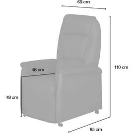 HIMOLLA Fernsehsessel grau - Leder 9773 ¦ grau ¦ Maße (cm): B: 69 H: 110 T: 85.0