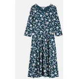 Seasalt Cornwall Kleid April Dress Organic Damen Petrol Beige Blätter und Blüten