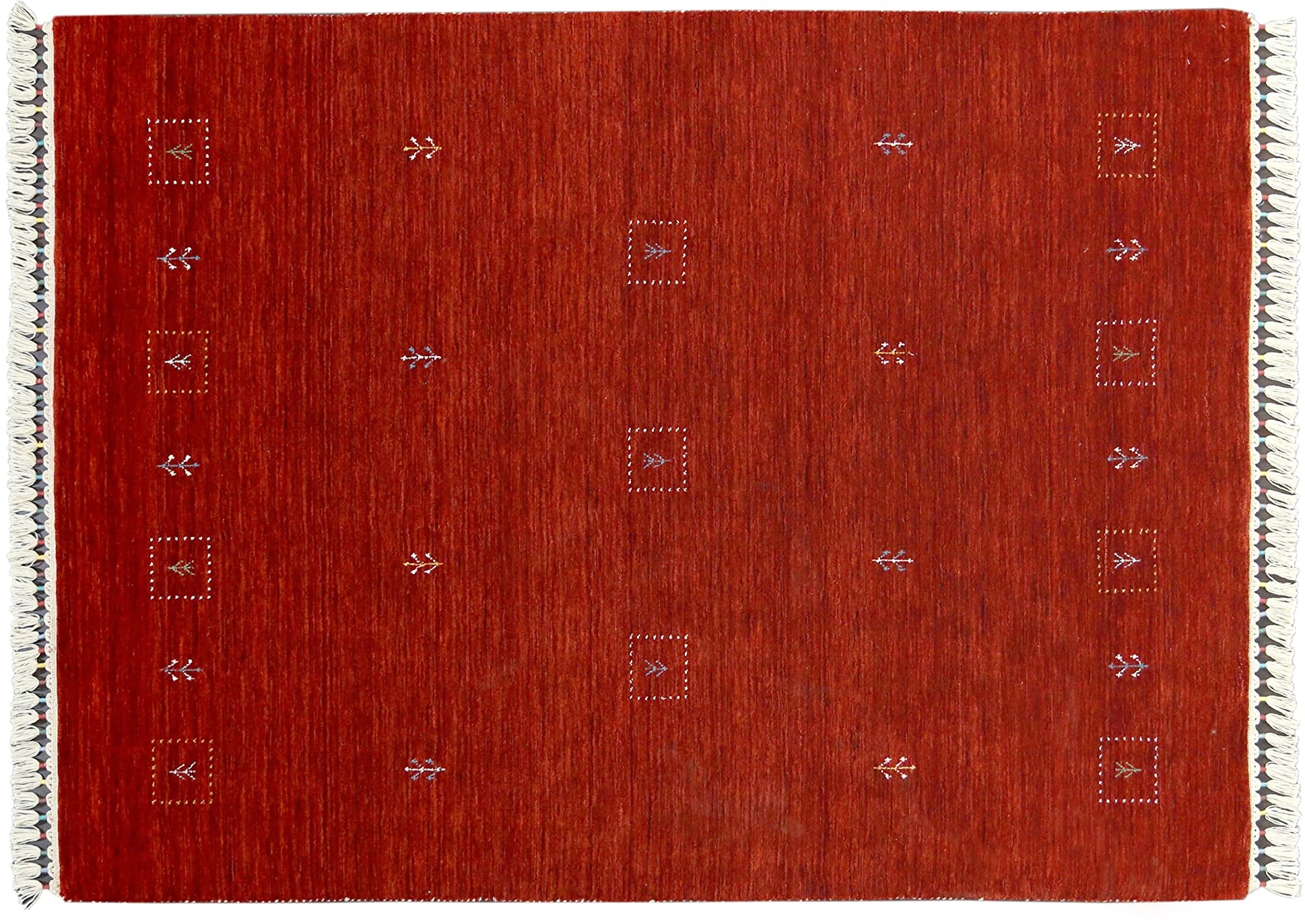 Moderner Teppich Lorry Buff GABBEH Home & Living 200 x 140 cm aus pflanzlicher Wolle in Rot. Ideal für Jede Art von Umgebung: Küche, Bad, Wohnzimmer, Schlafzimmer