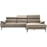 Novel Ecksofa, Creme, Leder, Echtleder, Rindleder, 4-Sitzer, Ottomane rechts, L-Form, 295x187 cm, Typenauswahl, Lederauswahl, Stoffauswahl, seitenverkehrt erhältlich, Hocker Rücken echt, Wohnzimmer, Sofas & Couches, Wohnlandschaften, Ecksofas