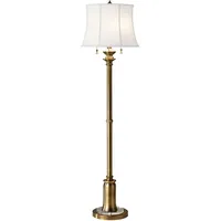 Licht-Erlebnisse Stehlampe JOHA Vintage Messing Weiß 2x E27 max.