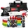 Menzerna Auto Politur Set | Exzenter Poliermaschine MZ-XR mit 125mm Stützteller + 3 x 100ml Politur + 3 x Polierpad + Poliertücher + Sprühversiegelung | 15mm Hub 720W