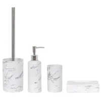 MSV Badezimmer Set, 4-teiliges Badzubehör aus Keramik Toscana Seifenspender,