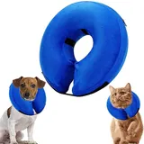 VINPAM Hundekragen Aufblasbar & Weich – Schutzkragen Postoperativ für Hunde/Katzen, Verstellbarer Leckchutz-Kragen ohne Sichtbehinderung (Blau, Größe S)