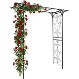 Relaxdays Rosenbogen Metall, Torbogen Garten, HBT: 206 x 204 x 52 cm, eckiger Rankbogen für Kletterpflanzen, schwarz