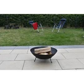 Köhko Feuerschale Marbela ca. 50x50x24 cm aus Stahl mit 3 Füße für Grillabend, Gartefeuer, Bbq, Camping wonderbarer Abend am Strand, Garten, Hof, Terrase Gillabend