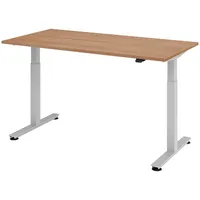Bümö Schreibtisch Nussbaum 160x80 cm, Gestell: Silber, - Büroschreibtisch