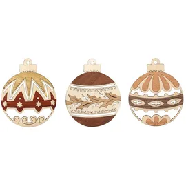Kuhnert Drechslerei Schmuckanhänger/Baumschmuck - Motiv: Weihnachtskugeln im 6er Set - Höha: ca. 7 cm - Made in Germany