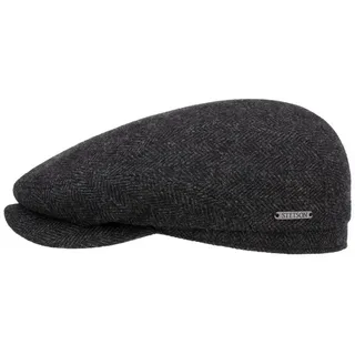 Stetson Flat Cap (1-St) Flatcap mit Schirm, Made in the EU grau|schwarz 56 cm