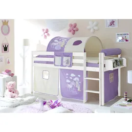 Livetastic Hochbett Malte 90 x 200 cm Kiefer massiv weiß flieder