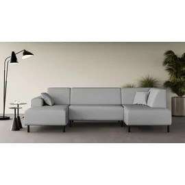 Home Affaire Wohnlandschaft HOME AFFAIRE "ARROS U-Form mit Wellenunterfederung, Maße B/T/H: 300/163/81 cm", grau (hellgrau), B:300cm H:81cm T:163cm, 100% Polyester, Sofas, Wohnlandschaft, incl. Zierkissen, mit Recamiere links/rechts bestellbar, auch in Cord