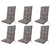 Gardissimo Hochlehnerauflage 6 er Set 1112 Gartenstuhl Auflagen Kissen Polster Hochlehner grau, (Spar-Set, 6 St., 6 Auflagen), für Hochlehner-Stühle UV-beständig inkl. Bindebänder und Haltebänder grau